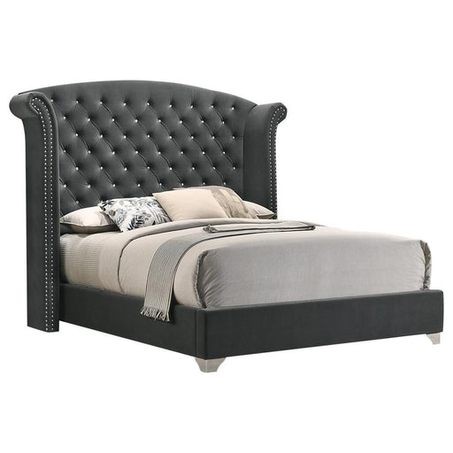 Melody Queen Wingback Upholstered Bed Grey image