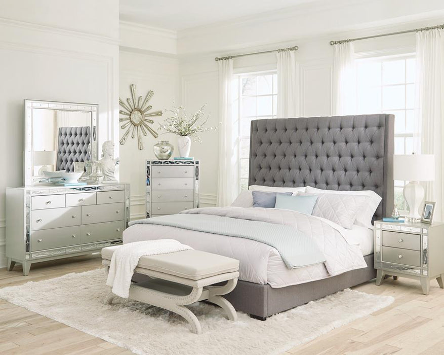 Camille Tall Tufted California King Bed Grey