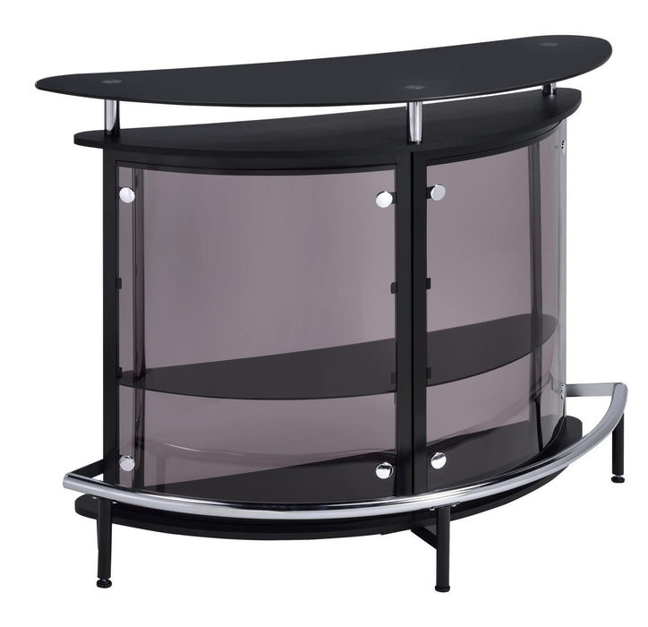 G101065 Contemporary Black Bar Unit with Tempered Glass