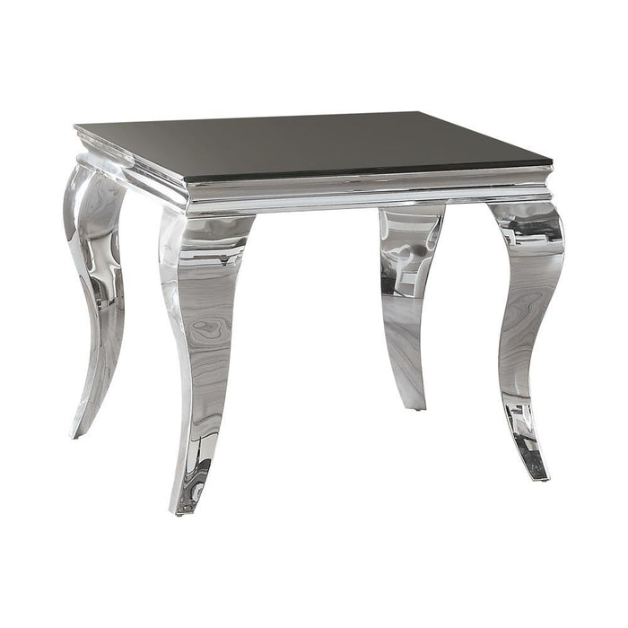 Luna Square End Table Chrome and Black