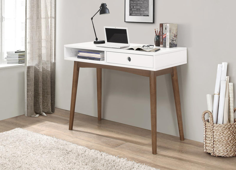 Bradenton 1-drawer Writing Desk White and Walnut