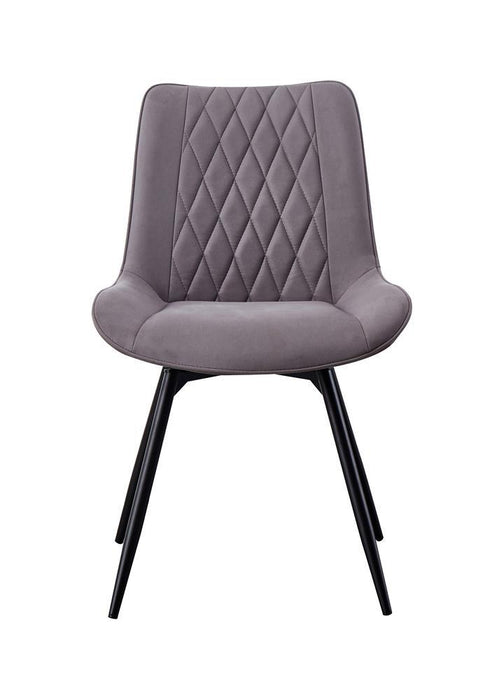Diggs Upholstered Tufted Swivel Dining Chairs Grey and Gunmetal (Set of 2)